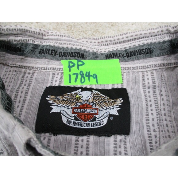 Harley Davidson Shirt Men Large Gray Casual Button Up Mechanic Motorcycle Biker - Picture 5 of 10